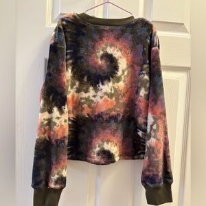 T&B tie die super soft crewneck sleepwear top fuzzy warm